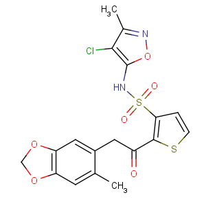 CAS No:184036-34-8;210421-64-0 N-(4-chloro-3-methyl-1,2-oxazol-5-yl)-2-[2-(6-methyl-1,<br />3-benzodioxol-5-yl)acetyl]thiophene-3-sulfonamide