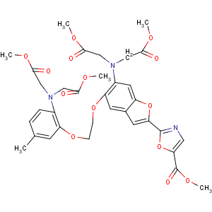 CAS No:105344-37-4 5-Oxazolecarboxylicacid,2-[6-[bis(2-methoxy-2-oxoethyl)amino]-5-[2-[2-[bis(2-methoxy-2-oxoethyl)amino]-5-methylphenoxy]ethoxy]-2-benzofuranyl]-,methyl ester