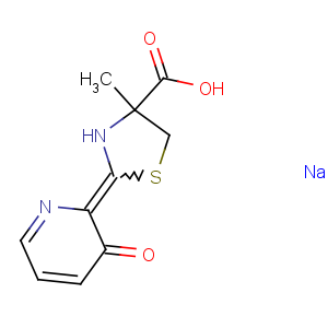 CAS No:105635-69-6 4-Thiazolecarboxylicacid, 4,5-dihydro-2-(3-hydroxy-2-pyridinyl)-4-methyl-, sodium salt (1:1), (4S)-