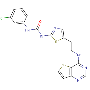 CAS No:1057249-41-8 1-(3-chlorophenyl)-3-[5-[2-(thieno[3,2-d]pyrimidin-4-ylamino)ethyl]-1,<br />3-thiazol-2-yl]urea