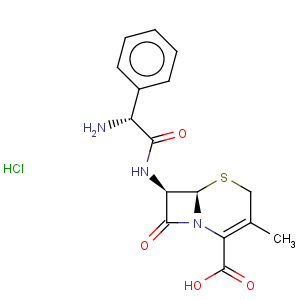 CAS No:105879-42-3 5-Thia-1-azabicyclo[4.2.0]oct-2-ene-2-carboxylicacid, 7-[[(2R)-aminophenylacetyl]amino]-3-methyl-8-oxo-, monohydrochloride,monohydrate, (6R,7R)- (9CI)