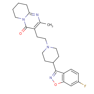 CAS No:106266-06-2 3-[2-[4-(6-fluoro-1,2-benzoxazol-3-yl)piperidin-1-yl]ethyl]-2-methyl-6,<br />7,8,9-tetrahydropyrido[1,2-a]pyrimidin-4-one
