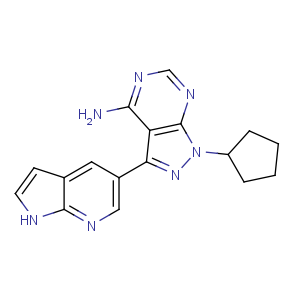 CAS No:1092788-83-4 1-cyclopentyl-3-(1H-pyrrolo[2,3-b]pyridin-5-yl)pyrazolo[3,<br />4-d]pyrimidin-4-amine