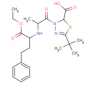 CAS No:109683-61-6 5-tert-butyl-3-[2-[(1-ethoxy-1-oxo-4-phenylbutan-2-yl)amino]propanoyl]-<br />2H-1,3,4-thiadiazole-2-carboxylic acid