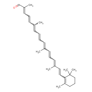 CAS No:1107-26-2 (2E,4E,6E,8E,10E,12E,14E,16E)-2,6,11,15-tetramethyl-17-(2,6,<br />6-trimethylcyclohexen-1-yl)heptadeca-2,4,6,8,10,12,14,16-octaenal