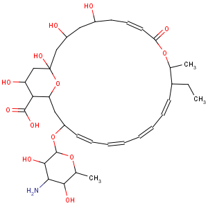 CAS No:11076-50-9 10,27-Dioxabicyclo[21.3.1]heptacosa-7,13,15,17,19-pentaene-24-carboxylicacid, 21-[(3-amino-3,6-dideoxy-b-D-mannopyranosyl)oxy]-12-ethyl-1,3,5,25-tetrahydroxy-11-methyl-9-oxo-,(1R,3S,5S,7E,11R,12S,13E,15E,17E,19E,21R,23S,24R,25S)-