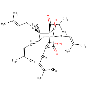 CAS No:11079-53-1 Bicyclo[3.3.1]non-3-ene-2,9-dione,4-hydroxy-6-methyl-1,3,7-tris(3-methyl-2-buten-1-yl)-5-(2-methyl-1-oxopropyl)-6-(4-methyl-3-penten-1-yl)-,(1R,5S,6R,7S)-
