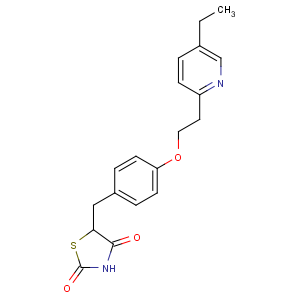 CAS No:111025-46-8 5-[[4-[2-(5-ethylpyridin-2-yl)ethoxy]phenyl]methyl]-1,3-thiazolidine-2,<br />4-dione