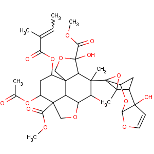 CAS No:11141-17-6 1H,7H-Naphtho[1,8-bc:4,4a-c']difuran-5,10a(8H)-dicarboxylicacid,10-(acetyloxy)octahydro-3,5-dihydroxy-4-methyl-8-[[(2E)-2-methyl-1-oxo-2-buten-1-yl]oxy]-4-[(1aR,2S,3aS,6aS,7S,7aS)-3a,6a,7,7a-tetrahydro-6a-hydroxy-7a-methyl-2,7-methanofuro[2,3-b]oxireno[e]oxepin-1a(2H)-yl]-,5,10a-dimethyl ester, (2aR,3S,4S,4aR,5S,7aS,8S,10R,10aS,10bR)-