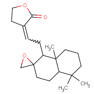 CAS No:115753-79-2 2(3H)-Furanone,dihydro-3-[2-[(1R,2S,4aS,8aS)-octahydro-5,5,8a-trimethylspiro[naphthalene-2(1H),2'-oxiran]-1-yl]ethylidene]-,(3E)-