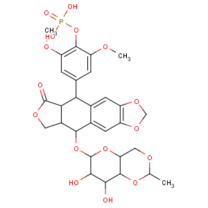 CAS No:117091-64-2 Furo[3',4':6,7]naphtho[2,3-d]-1,3-dioxol-6(5aH)-one,5-[3,5-dimethoxy-4-(phosphonooxy)phenyl]-9-[[4,6-O-(1R)-ethylidene-b-D-glucopyranosyl]oxy]-5,8,8a,9-tetrahydro-,(5R,5aR,8aR,9S)-