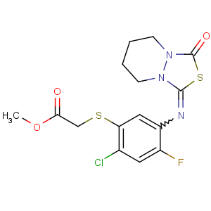 CAS No:117337-19-6 methyl<br />2-[2-chloro-4-fluoro-5-[(3-oxo-5,6,7,8-tetrahydro-[1,3,4]thiadiazolo[3,<br />4-a]pyridazin-1-ylidene)amino]phenyl]sulfanylacetate