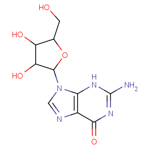 CAS No:118-00-3 2-amino-9-[(2R,3R,4S,5R)-3,<br />4-dihydroxy-5-(hydroxymethyl)oxolan-2-yl]-3H-purin-6-one