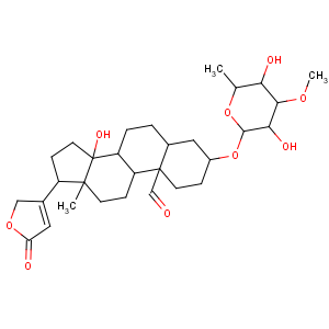 CAS No:1182-87-2 Card-20(22)-enolide,3-[(6-deoxy-3-O-methyl-a-L-glucopyranosyl)oxy]-14-hydroxy-19-oxo-, (3b,5b)-