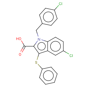 CAS No:118414-59-8 1H-Indole-2-carboxylicacid, 5-chloro-1-[(4-chlorophenyl)methyl]-3-(phenylthio)-