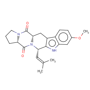 CAS No:118974-02-0 5H,14H-Pyrrolo[1'',2'':4',5']pyrazino[1',2':1,6]pyrido[3,4-b]indole-5,14-dione,1,2,3,5a,6,11,12,14a-octahydro-9-methoxy-12-(2-methyl-1-propen-1-yl)-,(5aS,12S,14aS)-