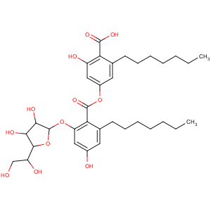 CAS No:120634-85-7 Benzoic acid, 2-(b-D-galactofuranosyloxy)-6-heptyl-4-hydroxy-,4-carboxy-3-heptyl-5-hydroxyphenyl ester