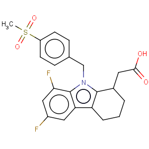 CAS No:121083-05-4 1H-Carbazole-1-aceticacid, 6,8-difluoro-2,3,4,9-tetrahydro-9-[[4-(methylsulfonyl)phenyl]methyl]-,(-)-