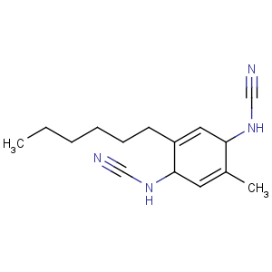 CAS No:121720-51-2 Cyanamide,(2-hexyl-5-methyl-2,5-cyclohexadiene-1,4-diylidene)bis- (9CI)