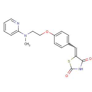 CAS No:122320-74-5 5-[[4-[2-[methyl(pyridin-2-yl)amino]ethoxy]phenyl]methylidene]-1,<br />3-thiazolidine-2,4-dione