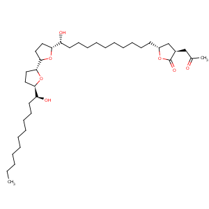 CAS No:123012-00-0 2(3H)-Furanone,dihydro-5-[(11R)-11-hydroxy-11-[(2R,2'R,5R,5'R)-octahydro-5'-[(1S)-1-hydroxyundecyl][2,2'-bifuran]-5-yl]undecyl]-3-(2-oxopropyl)-,(3S,5R)-