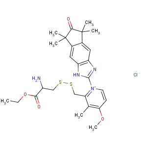 CAS No:124485-98-9 Pyridinium,2-[[(2-amino-3-ethoxy-3-oxopropyl)dithio]methyl]-4-methoxy-3-methyl-1-(1,5,6,7-tetrahydro-5,5,7,7-tetramethyl-6-oxoindeno[5,6-d]imidazol-2-yl)-,chloride, (R)- (9CI)