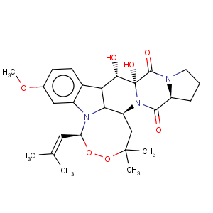 CAS No:12771-72-1 5H,12H-3,4-Dioxa-5a,11a,15a-triazacyclooct[lm]indeno[5,6-b]fluorene-11,15(2H,13H)-dione,1,10,10a,14,14a,15b-hexahydro-10,10a-dihydroxy-7-methoxy-2,2-dimethyl-5-(2-methyl-1-propen-1-yl)-,(5R,10S,10aR,14aS,15bS)-