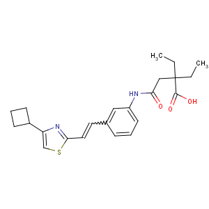 CAS No:128312-51-6 4-[3-[(E)-2-(4-cyclobutyl-1,3-thiazol-2-yl)ethenyl]anilino]-2,<br />2-diethyl-4-oxobutanoic acid