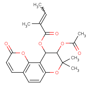 CAS No:13161-75-6 [(9R,10R)-9-acetyloxy-8,8-dimethyl-2-oxo-9,10-dihydropyrano[2,<br />3-f]chromen-10-yl] (Z)-2-methylbut-2-enoate