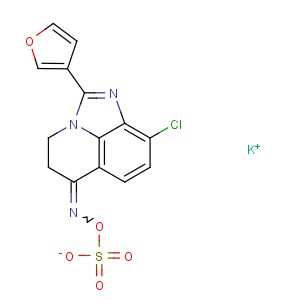 CAS No:134601-11-9 Hydroxylamine-O-sulfonicacid,N-[9-chloro-2-(3-furanyl)-4,5-dihydro-6H-imidazo[4,5,1-ij]quinolin-6-ylidene]-,potassium salt (9CI)