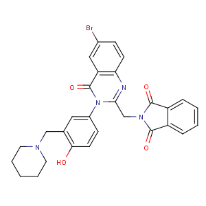 CAS No:134700-41-7 1H-Isoindole-1,3(2H)-dione,2-[[6-bromo-3,4-dihydro-3-[4-hydroxy-3-(1-piperidinylmethyl)phenyl]-4-oxo-2-quinazolinyl]methyl]-