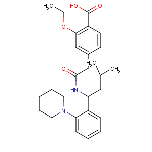 CAS No:135062-02-1 2-ethoxy-4-[2-[[(1S)-3-methyl-1-(2-piperidin-1-ylphenyl)butyl]amino]-2-<br />oxoethyl]benzoic acid
