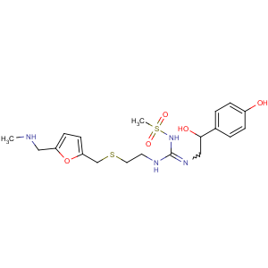 CAS No:140695-21-2 Methanesulfonamide,N-[[[2-hydroxy-2-(4-hydroxyphenyl)ethyl]amino][[2-[[[5-[(methylamino)methyl]-2-furanyl]methyl]thio]ethyl]amino]methylene]-,[N(E)]-