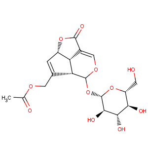 CAS No:14259-45-1 1H-2,6-Dioxacyclopent[cd]inden-1-one,4-[(acetyloxy)methyl]-5-(b-D-glucopyranosyloxy)-2a,4a,5,7b-tetrahydro-, (2aS,4aS,5S,7bS)-
