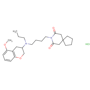 CAS No:143413-69-8 8-Azaspiro[4.5]decane-7,9-dione,8-[4-[[(3S)-3,4-dihydro-5-methoxy-2H-1-benzopyran-3-yl]propylamino]butyl]-,monohydrochloride (9CI)