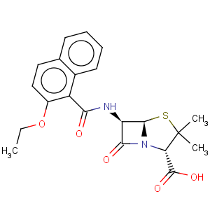 CAS No:147-52-4 4-Thia-1-azabicyclo[3.2.0]heptane-2-carboxylicacid, 6-[[(2-ethoxy-1-naphthalenyl)carbonyl]amino]-3,3-dimethyl-7-oxo-,(2S,5R,6R)-