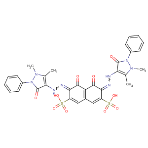 CAS No:14918-39-9 2,7-Naphthalenedisulfonicacid,3,6-bis[2-(2,3-dihydro-1,5-dimethyl-3-oxo-2-phenyl-1H-pyrazol-4-yl)diazenyl]-4,5-dihydroxy-