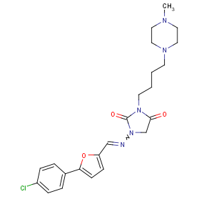CAS No:149908-53-2 1-[(E)-[5-(4-chlorophenyl)furan-2-yl]methylideneamino]-3-[4-(4-<br />methylpiperazin-1-yl)butyl]imidazolidine-2,4-dione