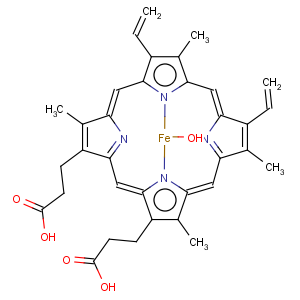 CAS No:15489-90-4 dihydrogen hydroxy[3,8,13,17-tetramethyl-7,12-divinyl-21H,23H-porphine-2,18-dipropionato(4-)-N21,N22,N23,N24]ferrate(2-)