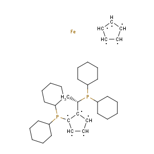 CAS No:158923-07-0 Ferrocene,1-(dicyclohexylphosphino)-2-[(1R)-1-(dicyclohexylphosphino)ethyl]-, (2S)-