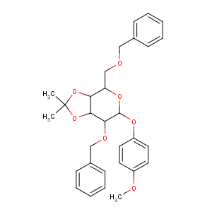 CAS No:159922-68-6 (3aS,4R,6S,7R,7aS)-6-(4-methoxyphenoxy)-2,<br />2-dimethyl-7-phenylmethoxy-4-(phenylmethoxymethyl)-4,6,7,<br />7a-tetrahydro-3aH-[1,3]dioxolo[4,5-c]pyran