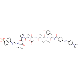 CAS No:161877-70-9 L-Valinamide,N-[4-[[4-(dimethylamino)phenyl]azo]benzoyl]-L-tyrosyl-L-valyl-L-alanyl-L-a-aspartyl-L-alanyl-L-prolyl-N-[2-[(5-sulfo-1-naphthalenyl)amino]ethyl]-(9CI)