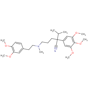 CAS No:16662-47-8 5-[2-(3,4-dimethoxyphenyl)ethyl-methylamino]-2-propan-2-yl-2-(3,4,<br />5-trimethoxyphenyl)pentanenitrile