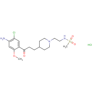 CAS No:168986-61-6 Methanesulfonamide,N-[2-[4-[3-(4-amino-5-chloro-2-methoxyphenyl)-3-oxopropyl]-1-piperidinyl]ethyl]-,hydrochloride (1:1)