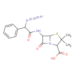 CAS No:17243-38-8 4-Thia-1-azabicyclo[3.2.0]heptane-2-carboxylicacid, 6-[[(2R)-azidophenylacetyl]amino]-3,3-dimethyl-7-oxo-, (2S,5R,6R)-