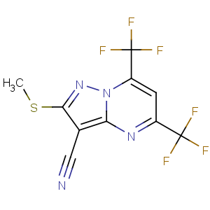 CAS No:174842-48-9 2-methylsulfanyl-5,7-bis(trifluoromethyl)pyrazolo[1,<br />5-a]pyrimidine-3-carbonitrile