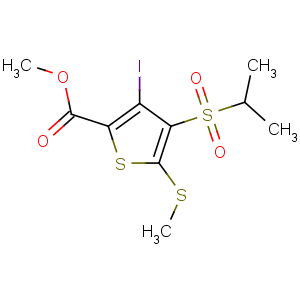 CAS No:175202-13-8 methyl<br />3-iodo-5-methylsulfanyl-4-propan-2-ylsulfonylthiophene-2-carboxylate