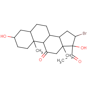 CAS No:18204-80-3 (3S,5S,8S,9S,10S,13S,14S,16S,17R)-17-acetyl-16-bromo-3,17-dihydroxy-10,<br />13-dimethyl-2,3,4,5,6,7,8,9,12,14,15,<br />16-dodecahydro-1H-cyclopenta[a]phenanthren-11-one