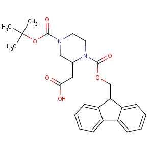 CAS No:183742-34-9 2-[1-(9H-fluoren-9-ylmethoxycarbonyl)-4-[(2-methylpropan-2-yl)<br />oxycarbonyl]piperazin-2-yl]acetic acid
