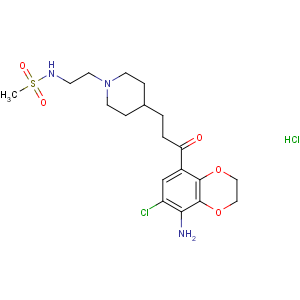 CAS No:184159-40-8 Methanesulfonamide,N-[2-[4-[3-(8-amino-7-chloro-2,3-dihydro-1,4-benzodioxin-5-yl)-3-oxopropyl]-1-piperidinyl]ethyl]-,hydrochloride (1:1)